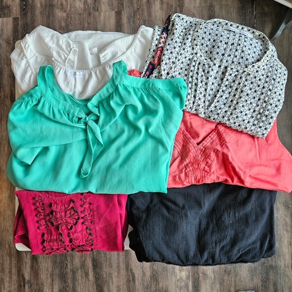 Tops - Lot of 6 Tops Shirts Womens XL Bundle Tank Casual Ann Taylor Off Shoulder Silk